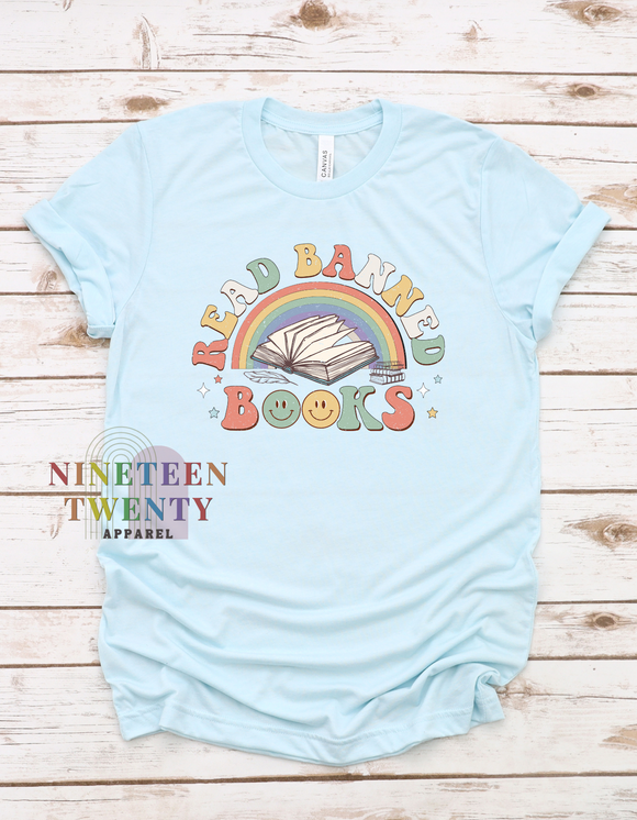 Read Banned Books Adult Tee (Light Blue)