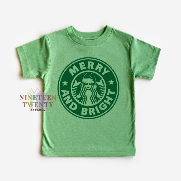 Merry And Bright Coffee Kids Tee