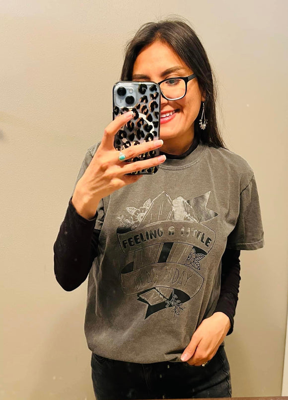 Feeling A Little Dead Today Adult Black On Black Tee