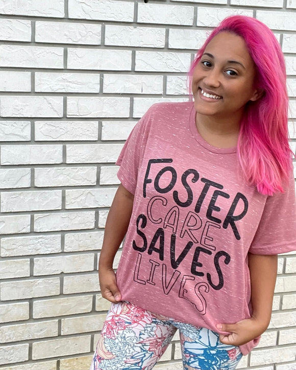 Foster Care Saves Lives © (Curly Font) Adult Tee